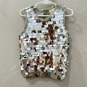Zara Kids Sequin Tank Top - Silver and Brown